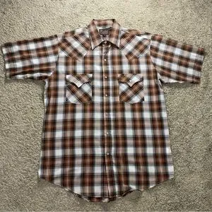 Chemise vintage Miller Western Wear homme 17 1/2 34 nacre snap